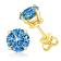 1.00ctw Round Blue Lab Grown Diamond Solitaire 14K Yellow Gold Stud Earrings