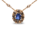 18K Rose Gold Oval Blue Sapphire and Brown Diamonds with White Diamond
Accent Halo Cluster Necklace