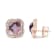 18K Rose Gold Clover Cut Amethyst Gemstone with Round Diamonds Halo Stud Earrings