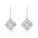 Sterling Silver Rose Diamond Dangle Earring .25ctw