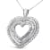 Sterling Silver 1.0ctw Baguette and Round Diamond  Heart Pendant w\chain 18"