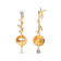18K Yellow Gold Citrine Ball Gemstone with White and Brown Diamond
Accent Dangle Earrings