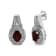Sterling Silver Diamond Accent and 8x6mm Red Oval Garnet Stud Earrings