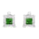 Sterling Silver Color Treated Princess Green Diamond Quad Stud Earring 1/2ctw