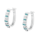 10k White Gold Round and Blue Baguette Diamond Hoop Earrings 0.50ctw