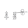 14K White Gold 1/4ctw Princess-Cut Double Diamond Drop and Dangle Stud Earrings
