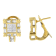 14K Yellow Gold 7/8ctw Princess and Baguette-Cut Diamond Square Framed
Huggie Hoop Omega Earrings
