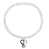 Sterling Silver 1/6ctw Black and White Diamond Heart Charm Bracelet