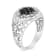 Sterling Silver 1/4ctw White and Black Diamond Halo Cluster Ring for Men
(I-J Color, I3 Clarity)