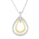 14K Two-Tone Gold Round Diamond Double Burst Pendant Necklace 1/4ctw
