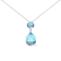 18K White Gold Pear Cut Blue Topaz and Round Blue Topaz with Diamond
Accent Dangle Drop Pendant