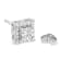 Sterling Silver 1/4ctw Princess and Round Cut Diamond Halo Stud Earrings