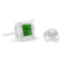Sterling Silver Color Treated Princess Green Diamond Quad Stud Earring 1/2ctw