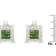 Sterling Silver Color Treated Princess Green Diamond Quad Stud Earring 1/2ctw