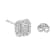 Sterling Silver Round Cut Diamond Square Stud Earrings .04ctw