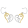10K Two-tone Gold Round Diamond Heart Dangle Earrings 1/4ctw