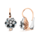 18K Two-tone Gold Round Blue Topaz and Round Diamonds Cluster Floral
Drop Hoop Earrings