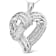 1.25ctw Round Diamond Openwork Ribbon Heart Sterling Silver Pendant with Chain