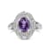 Sterling Silver 9x7mm Oval Purple Amethyst and Diamond Accent Art Deco
Style Cocktail Ring