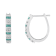 10k White Gold Round and Blue Baguette Diamond Hoop Earrings 0.50ctw