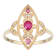 10k Yellow Gold Antique Style Genuine Round Ruby and Diamond Ring