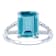 10k White Gold Genuine Emerald-Cut Blue Topaz and Split-Shank Diamond Ring