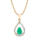 10k Yellow Gold Genuine Pear-Shape Emerald and Diamond Halo Teardrop
Pendant With Chain