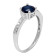 10k White Gold Genuine Round Sapphire and Diamond Ring