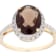 10k Yellow Gold Oval Smoky Quartz and Diamond Halo Ring