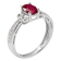 10k White Gold Vintage Style Oval Ruby and Diamond Ring