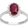 10k White Gold Oval Ruby and Halo Diamond Ring