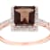 10k Rose Gold Square Smoky Quartz and Diamond Halo Ring