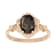 10k Yellow Gold Vintage Style Genuine Oval Smoky Quartz and Diamond Halo Ring
