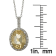 10k White Gold Oval Citrine and Diamond Halo Pendant With Chain