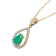 10k Yellow Gold Genuine Pear-Shape Emerald and Diamond Halo Teardrop
Pendant With Chain