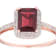 10k Rose Gold Emerald-Cut Garnet and Diamond Halo Ring