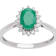 10k White Gold Oval Emerald and Halo Diamond Ring