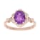 10k Rose Gold Vintage Style Genuine Oval Amethyst and Diamond Halo Ring