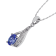 10k White Gold Genuine Oval Tanzanite and Diamond Drop Pendant With Chain