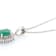 10k White Gold Oval Emerald and Diamond Halo Pendant With Chain