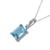 10k White Gold Genuine Emerald Cut Blue Topaz and White Topaz Pendant
With Chain