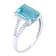 10k White Gold Genuine Emerald-Cut Blue Topaz and Split-Shank Diamond Ring