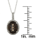 10k White Gold Oval Smoky Quartz and Diamond Halo Pendant With Chain