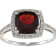 10k White Gold Cushion Garnet and Diamond Halo Ring