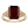 10k Yellow Gold Vintage Style Genuine Emerald-Cut Garnet and Diamond Ring