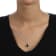 10k White Gold Oval Garnet and Diamond Halo Pendant With Chain