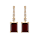 10K Yellow Gold Rectangular Octagonal Garnet and White Topaz Dangle Earrings