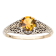 10k Yellow Gold Vintage Style Genuine Round Citrine Scroll Ring