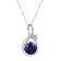 10k White Gold Genuine Round Sapphire Pendant With Chain