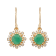 10K Yellow Gold Emerald and Diamond Halo Earrings
